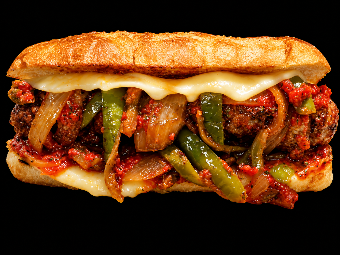 Gooey meatball hoagie